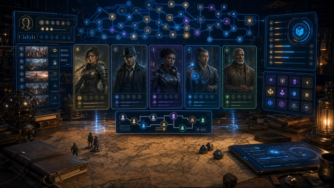 Kindroid illustrative worldbuilder route visual